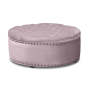 Tia Velvet Tufted Round Ottoman - Pink