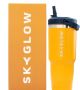 Skyglow -stainless Steel Tumbler With Straw Vacuum Insulated Water Bottle - Sunset Orange