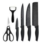 6 Piece Stainless Steel Kitchen Knife Set Chef Knife Set - Black