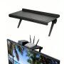 Adjustable Tv Screen Top Shelf Computer Monitor Desktop Storage Rack Media Box Router Organizer For Home Office Painted Abs Rectangle Shape - Black