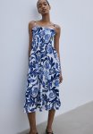 Smocked-bodice Dress - White & Blue