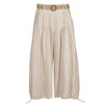 Belted Bubble Linen Pants - Stone L xl