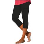 Breaise Capri Leggings For Women Scalloped Hem Slim Fitted Workout Pants Stretchy Seamless Compression Capri Pants