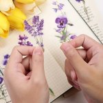 40 Sheets Waterproof Purple Flared Flower Stickers Durable Pet Artistic Design For Scrapbooking Labeling Diaries Journals Planne
