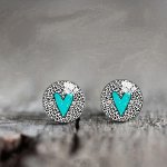 Elegant Sexy Leopard Print Heart Stud Earrings Stainless Steel & Glass Synthetic December Birthstone Animal Theme Versatile For