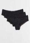 3 Pack Hipster Briefs - Black ribbed