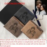 Custom Photo Engraved Tri-fold Wallet Personalized Pu Leather Business Style Billfold Non-washable Color Block Design Unique Gif