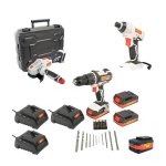 Tork Craft 20V Cordless Angle Grinder & Impact Drill Drill Kit TORKIT028