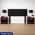 Vanessa 3-PIECE Bedroom Combo Headboard & 2 Nightstands Black & Red