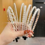 3PCS White Faux Pearl Hairbands Bridal Hair Hoop Wedding Hair Accessories Pearl Headbands For Women