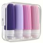 4pcs Silicone Travel Bottles TSA Approved - Leak Proof Squeezable BPA Free Toiletry Containers - Includes Clear Toiletry Bag - Perfect For On-The-Go Beauty