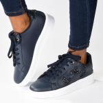 Pierre Cardin Godiva Lace Sneaker With Hearts - Navy - 8