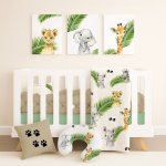 Safari Cot Bedding Set Leaf Green Hello Safari