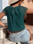 Eyelet Lace Splicing Tie Back T-Shirt Casual Solid Color T-Shirt For Spring & Summer Women's Clothing