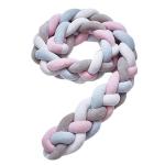 Extra Wide Braided Baby Cot Bumper - Grey White Teal Light Blue