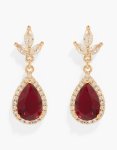 Goldair Gold Red Cubic Zirconia Floral Pear Drop Earrings