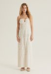 Frill-trimmed Bodycon Dress - Cream