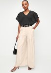 Edit High Waisted Belted Wide Leg -lt Stone