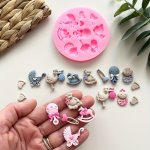 1PC 7.5 0.8CM 2.95 0.31INCH Shower Gender Reveal Silicone Mould Polymer Clay Cutters Earring Making Clay Tools Polymer Clay Moul