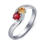 CRI101791 - 925 Sterling Silver Personalized Ring Names & Birthstones