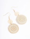 Goldair Gold Glitter Paper Flower Drop Earrings