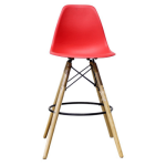 Smte Bar Stool With Wooden Leg Red With Keychain