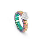 Extension Ring With Pvd Finish Heart And Stones