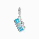 Charm Pendant - Turquoise Retro Camera - Silver