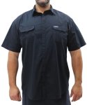 Mens Short Sleeve Soft Bush Shirt - S Navy