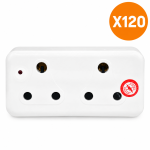 Double Adaptor With 2 3-PIN Outlets And Surge Protection Whole Pack Of 120 Units