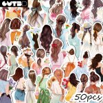 GUTBD 50PCS Watercolor Illustration Little Girl Doodle Sticker Perfect For Suitcases Water Bottles Phones Laptops Skateboards An