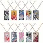 Festive Anime-inspired Pendant Necklaces: Nine Unique Cartoon Designs For Men - Enamel White K Golden Plating Zinc Alloy