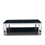 Coffee Table Glass Diamond Pattern Black