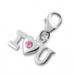 C5-C12402 - 925 Sterling Silver I Love You Clear Cz Charm Dangle For Charm Bracelet - Clear Stone