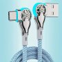 New USB Type-c Double Elbow Swivel With Light Nylon Braided Extension Mech Fast Charging Data Cable Car Universal Charging Cable