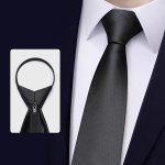 1PC Men's Necktie Plain Color Formal Business Zipper Necktie For Work