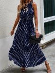 Polka-dot Print Crew Neck Tank Dress Versatile Sleeveless Dress For Spring & Summer Women's Clothing