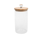 Glass Canister Bamboo Lid Crystal Knob 1.1LT