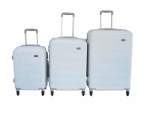 Smte Durable 3-PIECE Abs Luggage Set Hard-shell Spinner Wheels White With Keychain