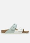 Birkenstock Arizona Split Narrow - White & Surf Green