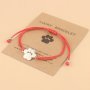 1PC Cute Stainless Steel Dog Paw Bracelet Adjustable Waxed Cord Simple Style Perfect Mother's Day Gift Choose Your Color