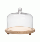 Straight Sided Glass Dome With Wooden Base 23CM H X 31CM W - 23CM H X 31CM W