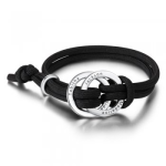 CBA102768- Men's Personalized Cord Bracelet Adjustable Stainless Steel