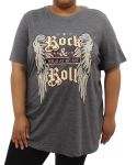 Ladies Printed Rock N Roll Tee - 60 Chcoal