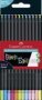 Faber-Castell Black Edition Colour Pencils - Neon & Pastel Colours 12 Pack - In Cardboard Wallet