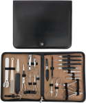 Manicure Set Black Artificial Leather