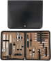 Manicure Set Black Artificial Leather