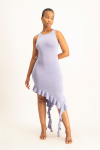 Elora Asymmetrical Ruffle Dress - Persian Violet - S