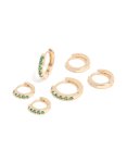 Goldair Gold Emerald & Clear Cubic Zirconia Huggie Earrings 3-PACK