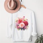 1PC Watercolor Flower Heat Transfer Sticker Diy Iron-on Clothing Supplies & Appliques For Clothes T-Shirt Making Pillow Decorati